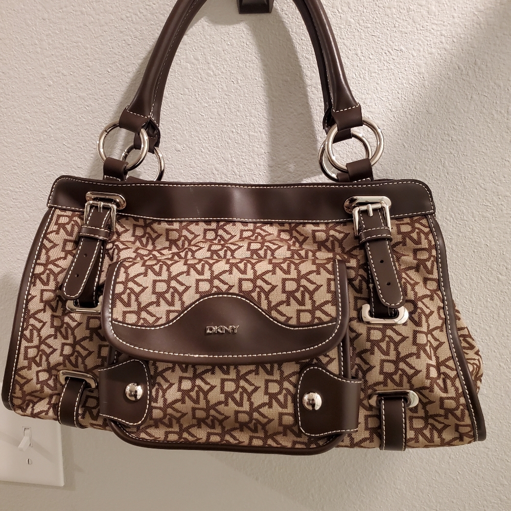 DKNY Purse Drak Brown and Tan Color.